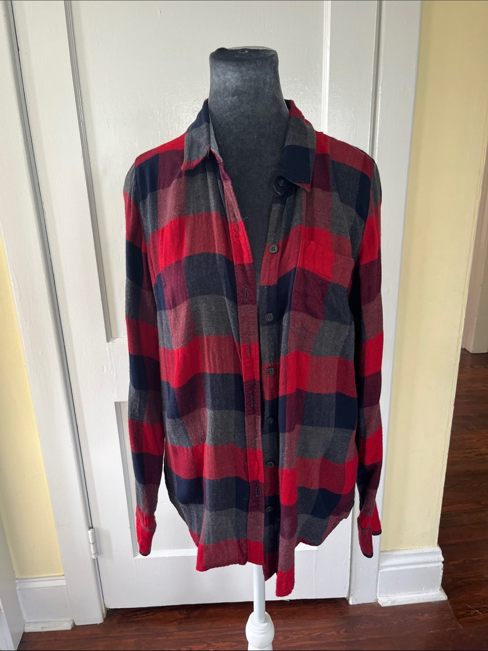 Lucky Brand Red and Navy Plaid Shirt